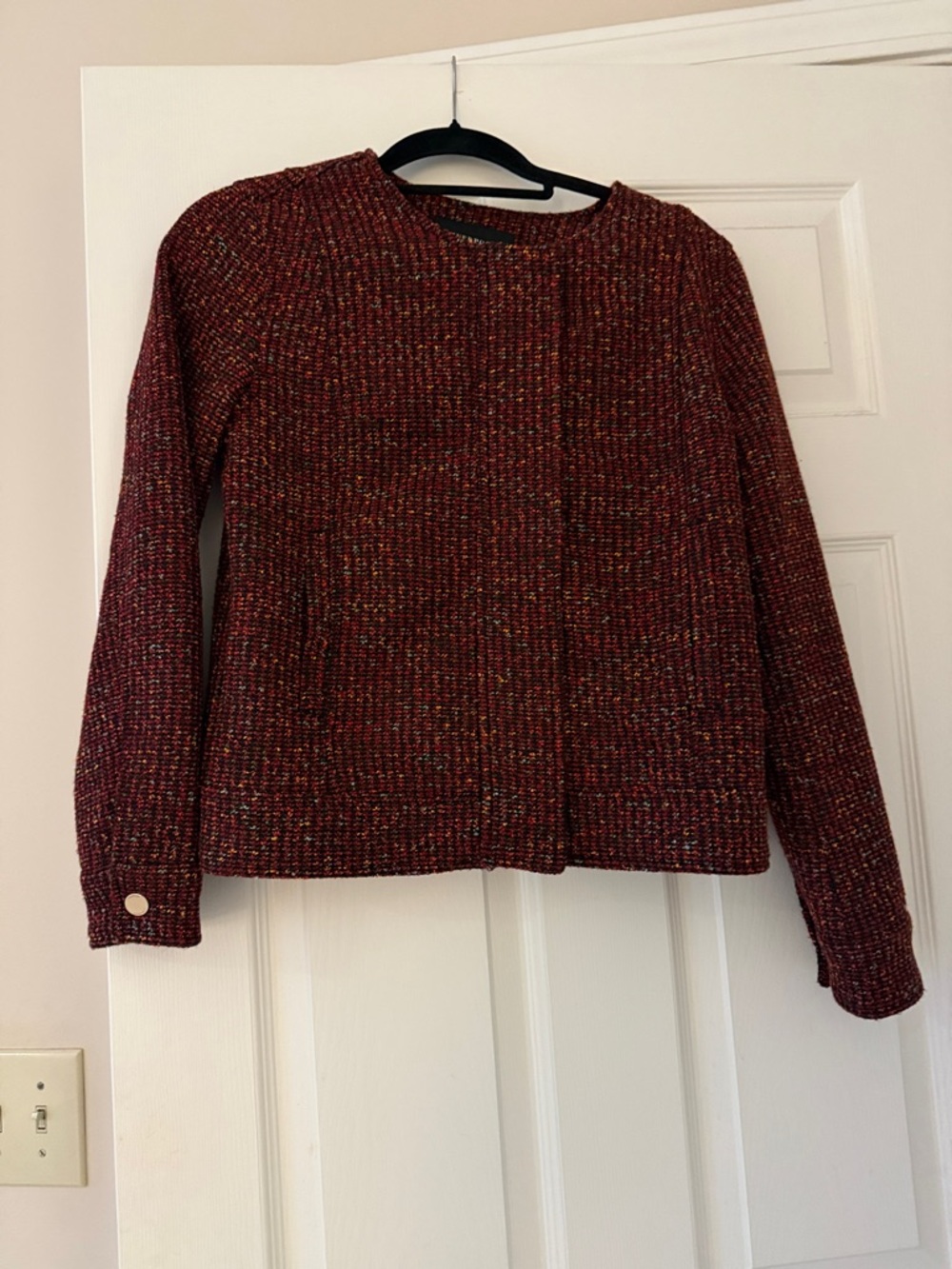 Liverpool Marled Knit Sweater in Burgundy with Multicolor Flecks